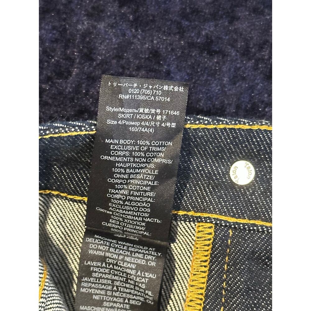Tory Burch The classic cotton denim dark blue A-line jean midi skirt size 4 - Picture 10 of 14